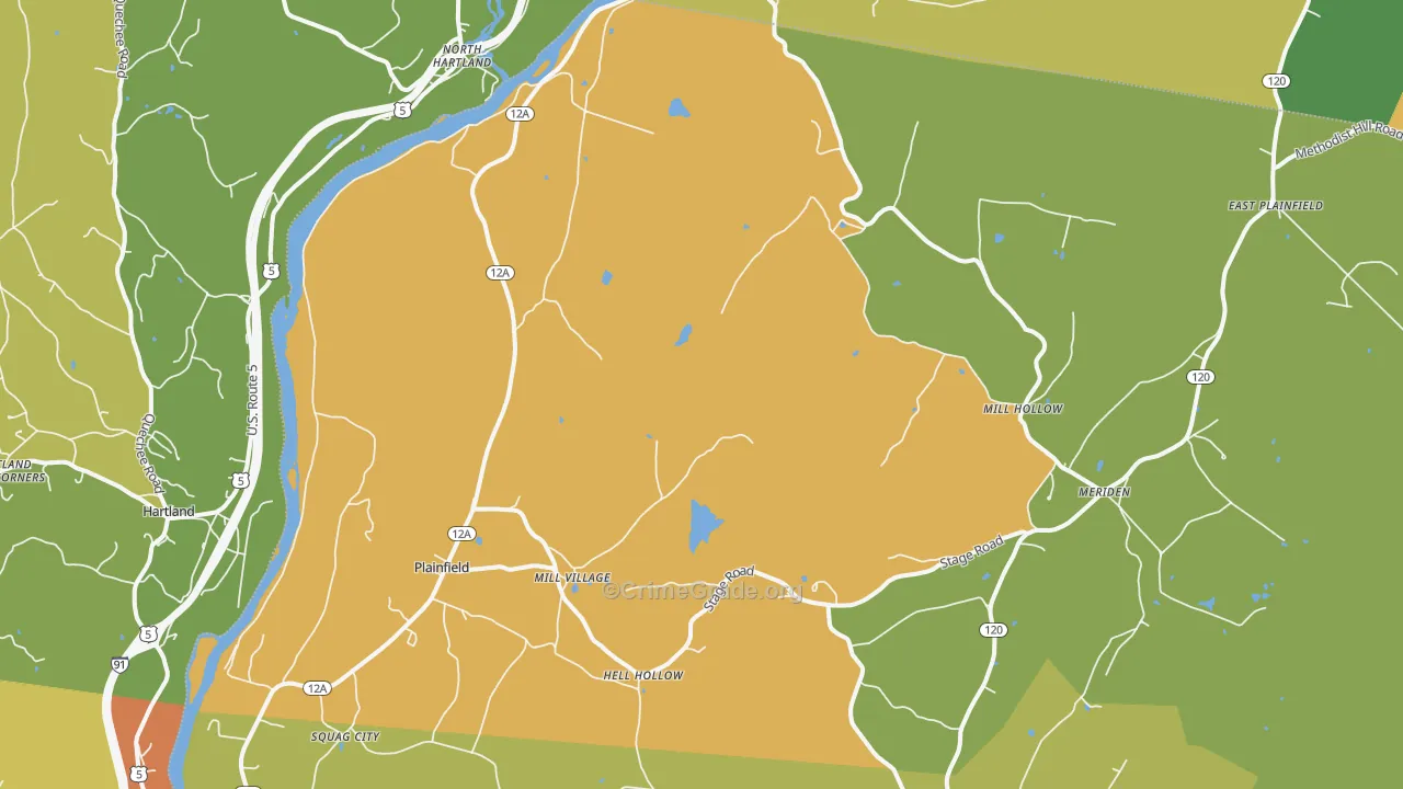 Plainfield, NH Map of Vandalism Rates