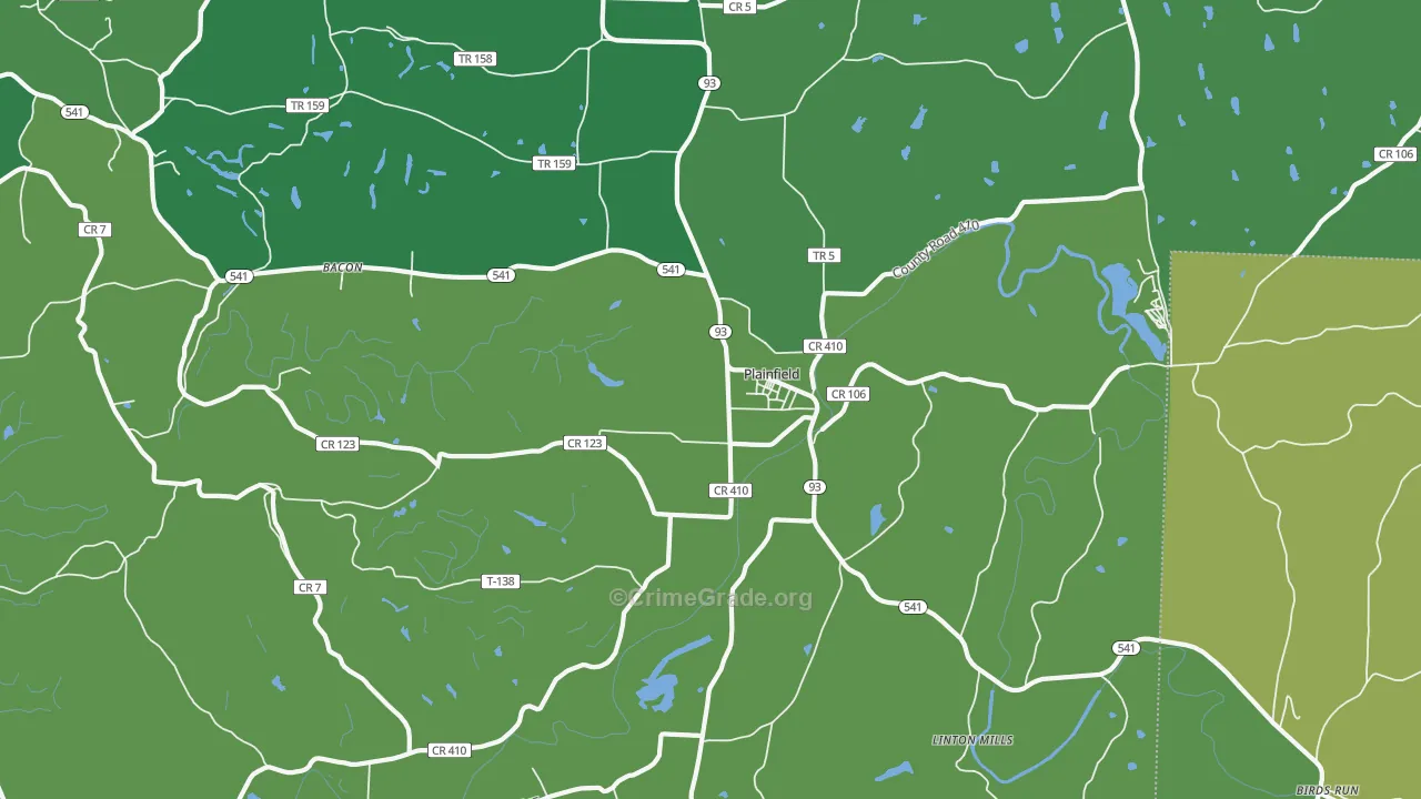 Plainfield, OH Map of Vandalism Rates