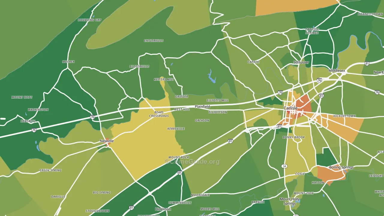 Plainfield, PA Map of Vandalism Rates