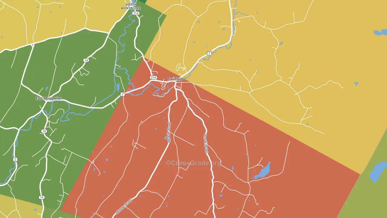 Plainfield, VT Map of Vandalism Rates