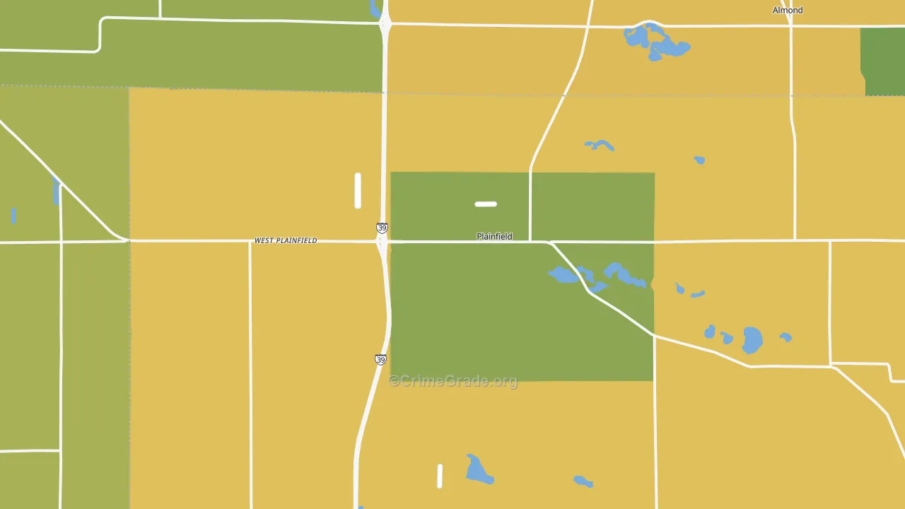 Plainfield, WI Map of Vandalism Rates