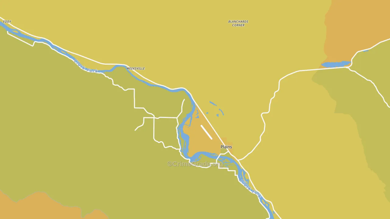 Plains, MT Map of Vandalism Rates