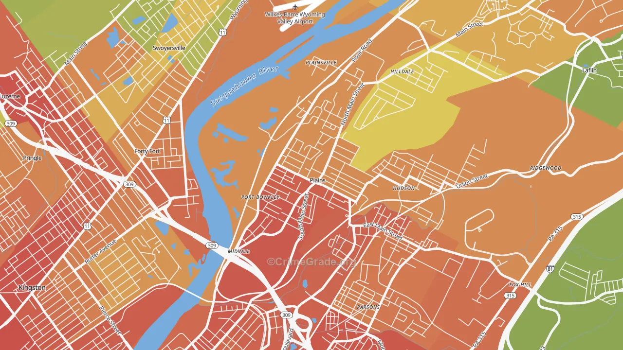 Plains, PA Map of Vandalism Rates