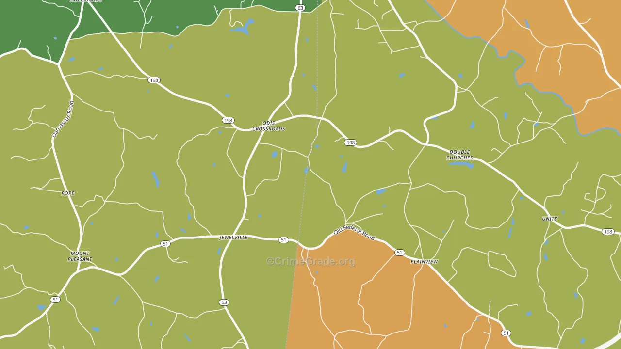 Plainview, GA Map of Vandalism Rates