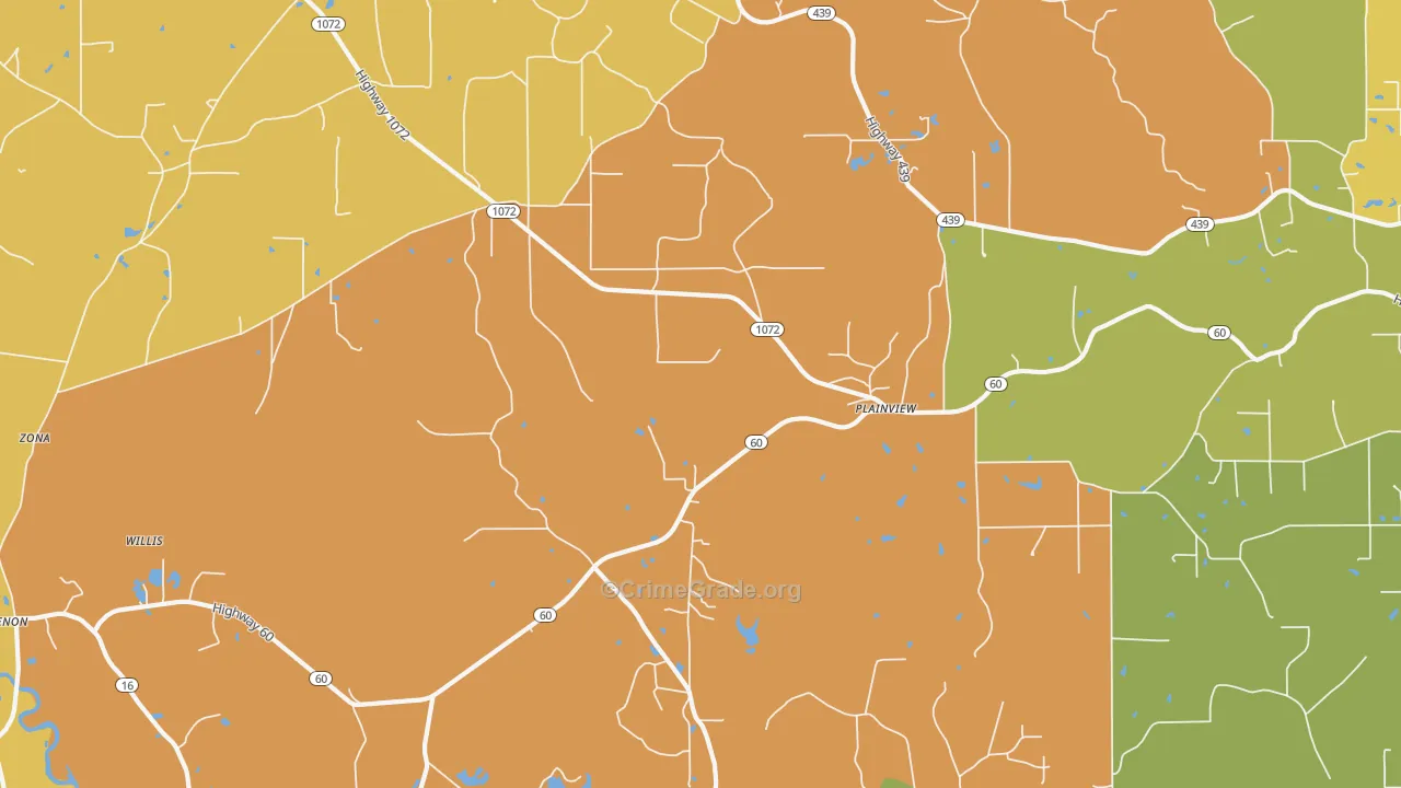 Plainview, LA Map of Vandalism Rates