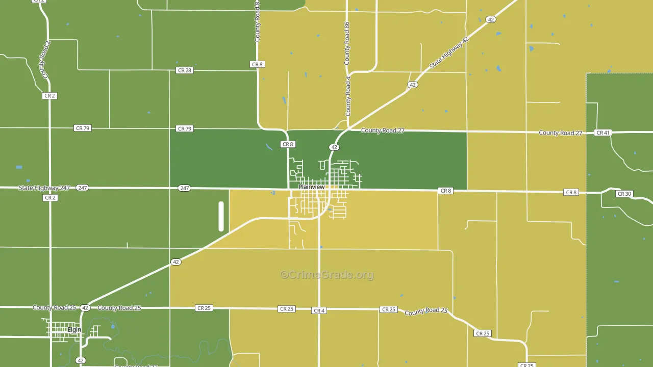 Plainview, MN Map of Vandalism Rates
