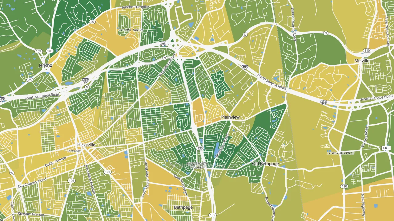 Plainview, NY Map of Vandalism Rates
