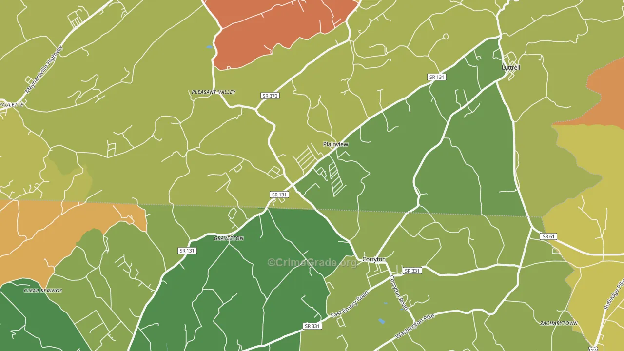 Plainview, TN Map of Vandalism Rates