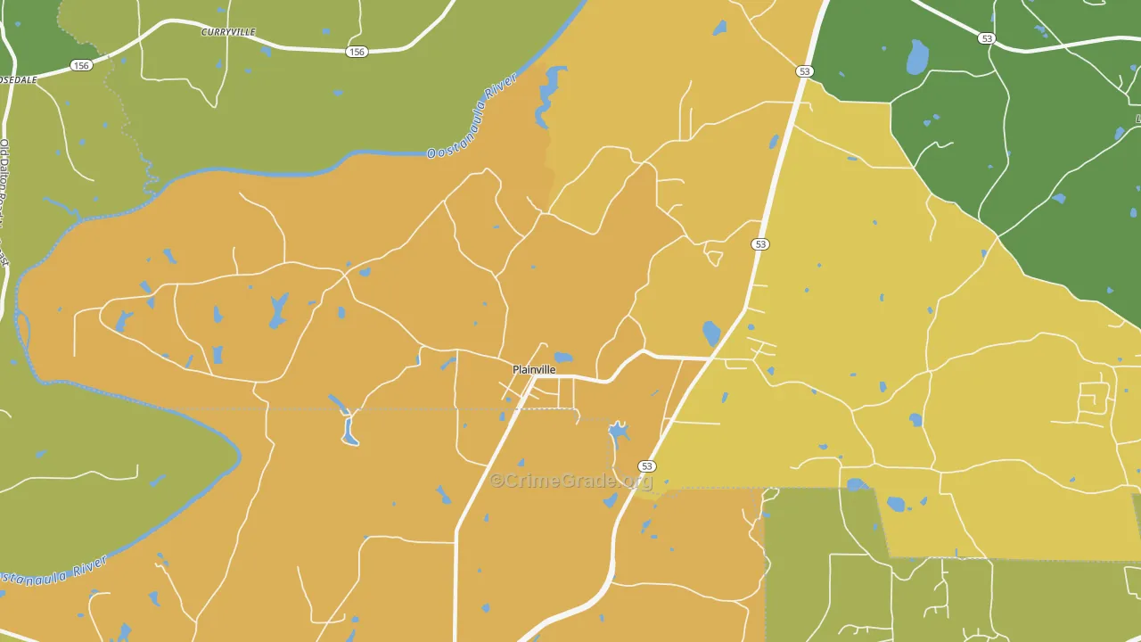 Plainville, GA Map of Vandalism Rates