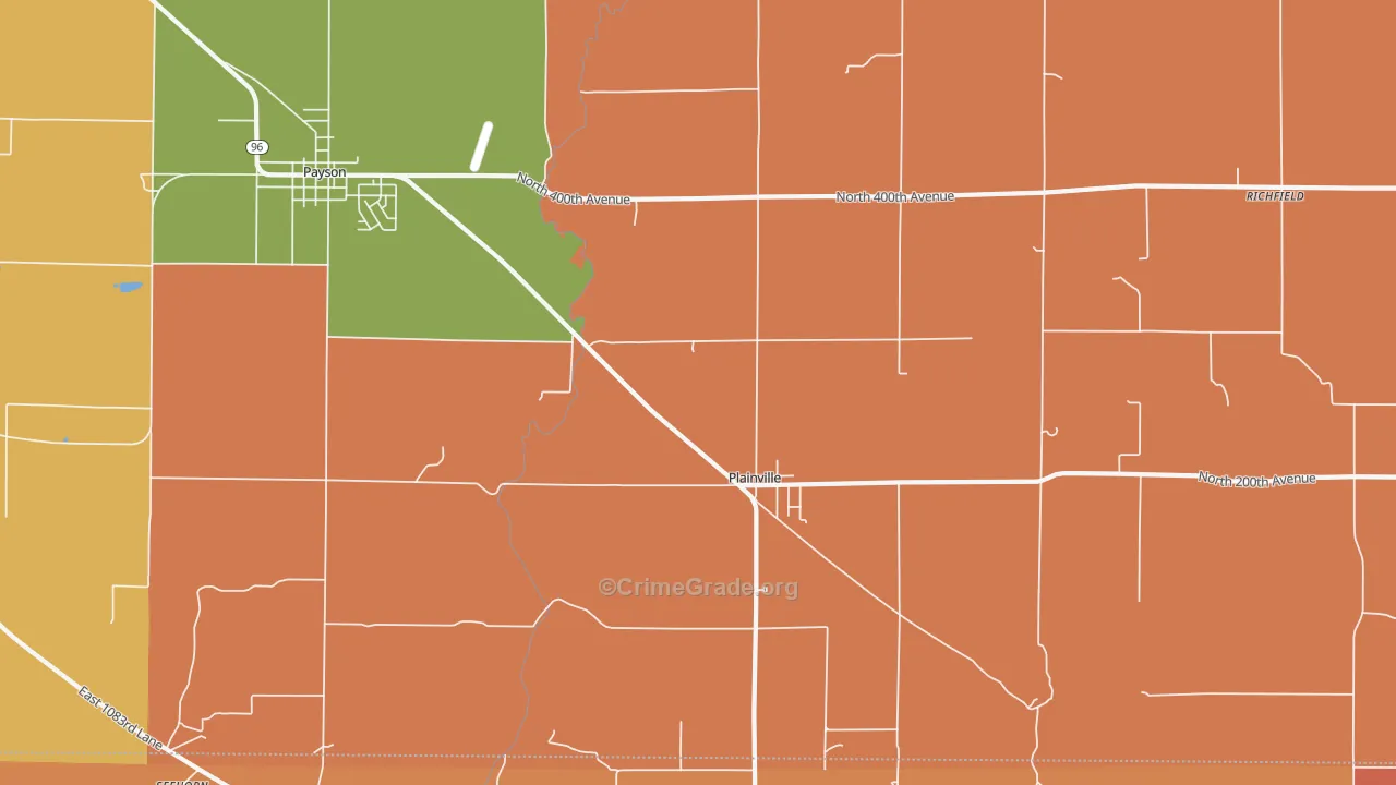 Plainville, IL Map of Vandalism Rates