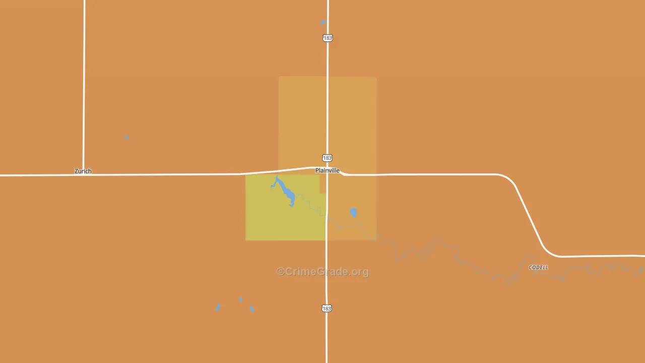 Plainville, KS Map of Vandalism Rates