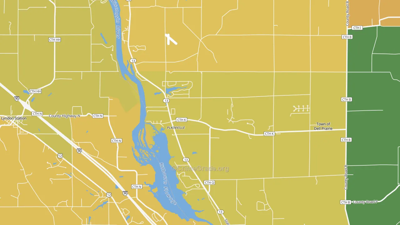 Plainville, WI Map of Vandalism Rates