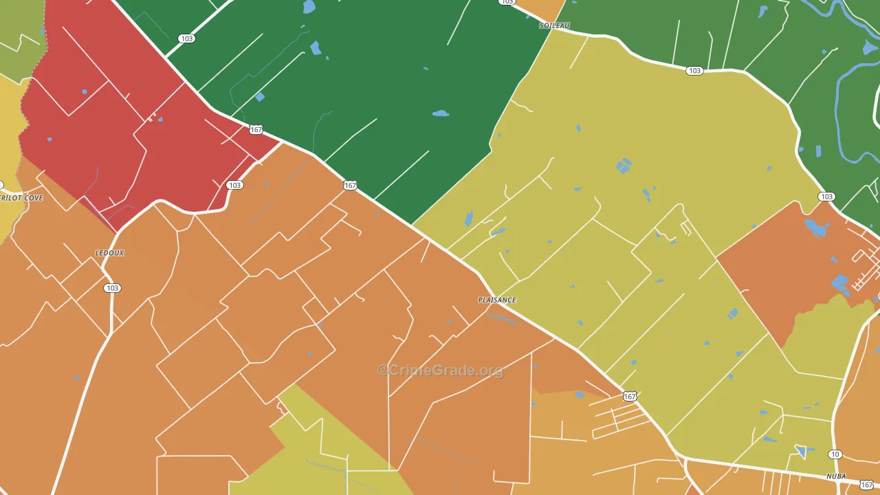 Plaisance, LA Map of Vandalism Rates
