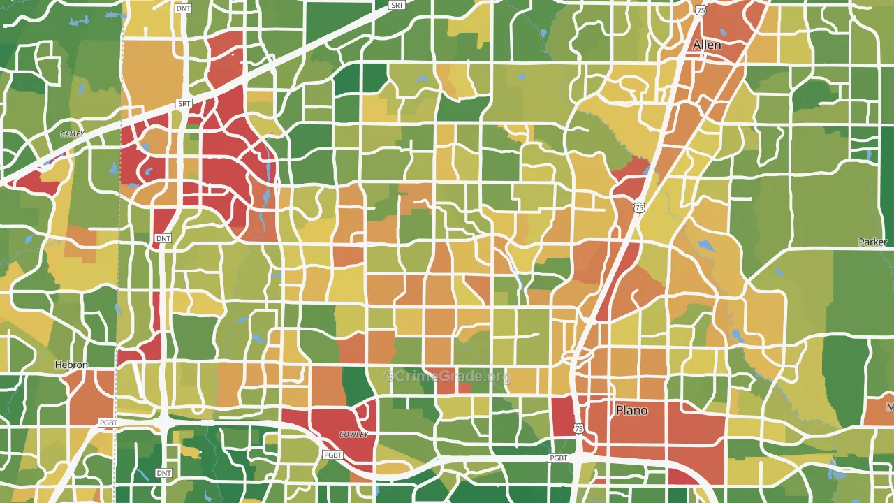 Plano, TX Map of Vandalism Rates