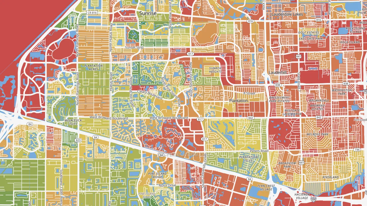 Plantation, FL Map of Vandalism Rates