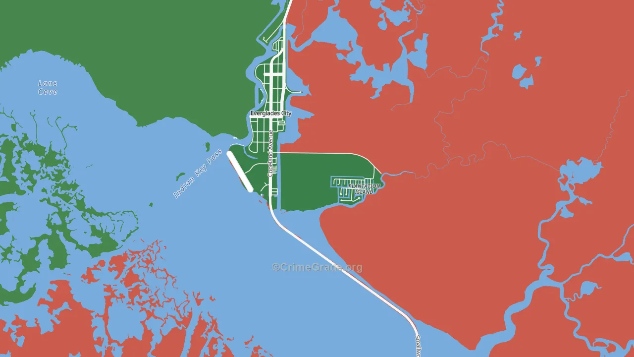 Plantation Island, FL Map of Vandalism Rates
