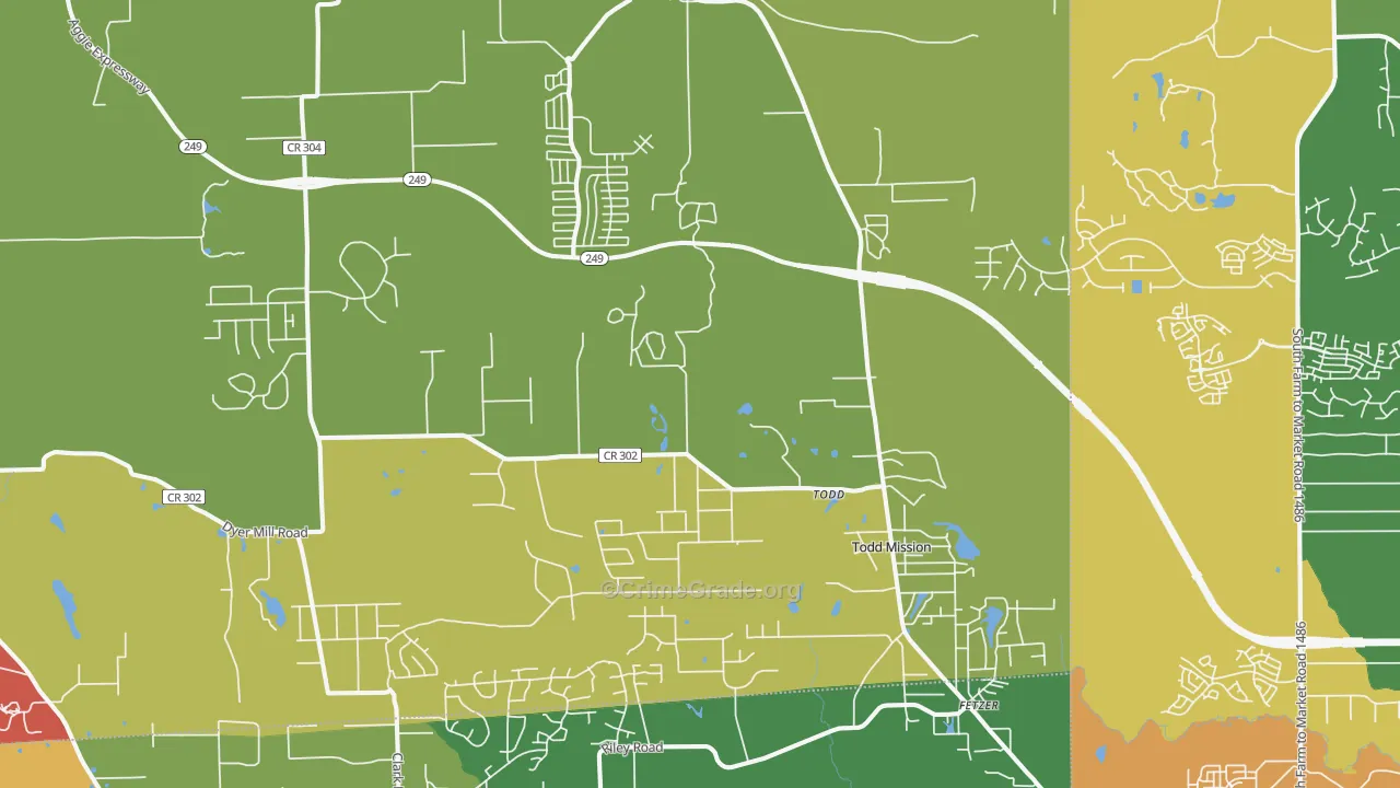Plantersville, TX Map of Vandalism Rates