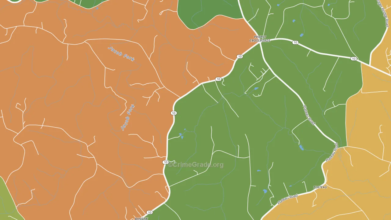 Plateau, NC Map of Vandalism Rates