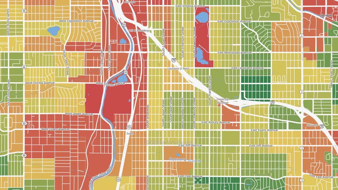 Platt Park, Denver, CO Map of Vandalism Rates