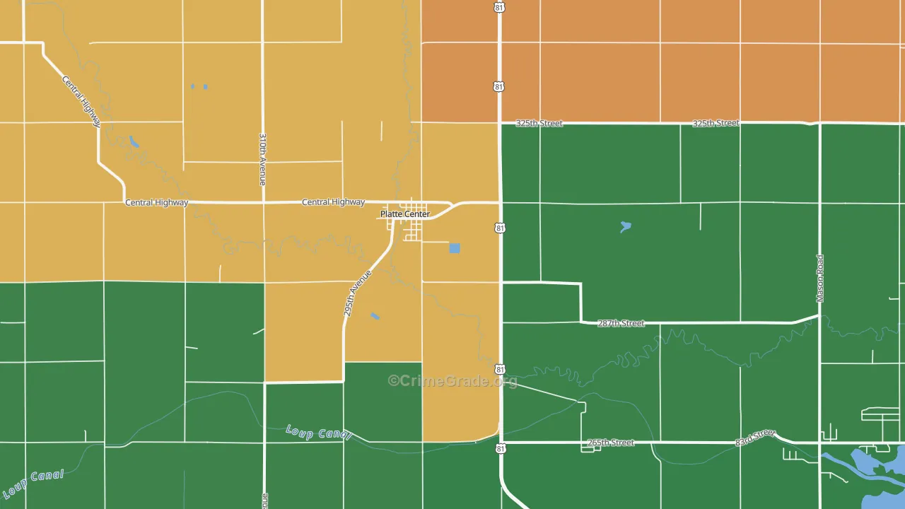 Platte Center, NE Map of Vandalism Rates