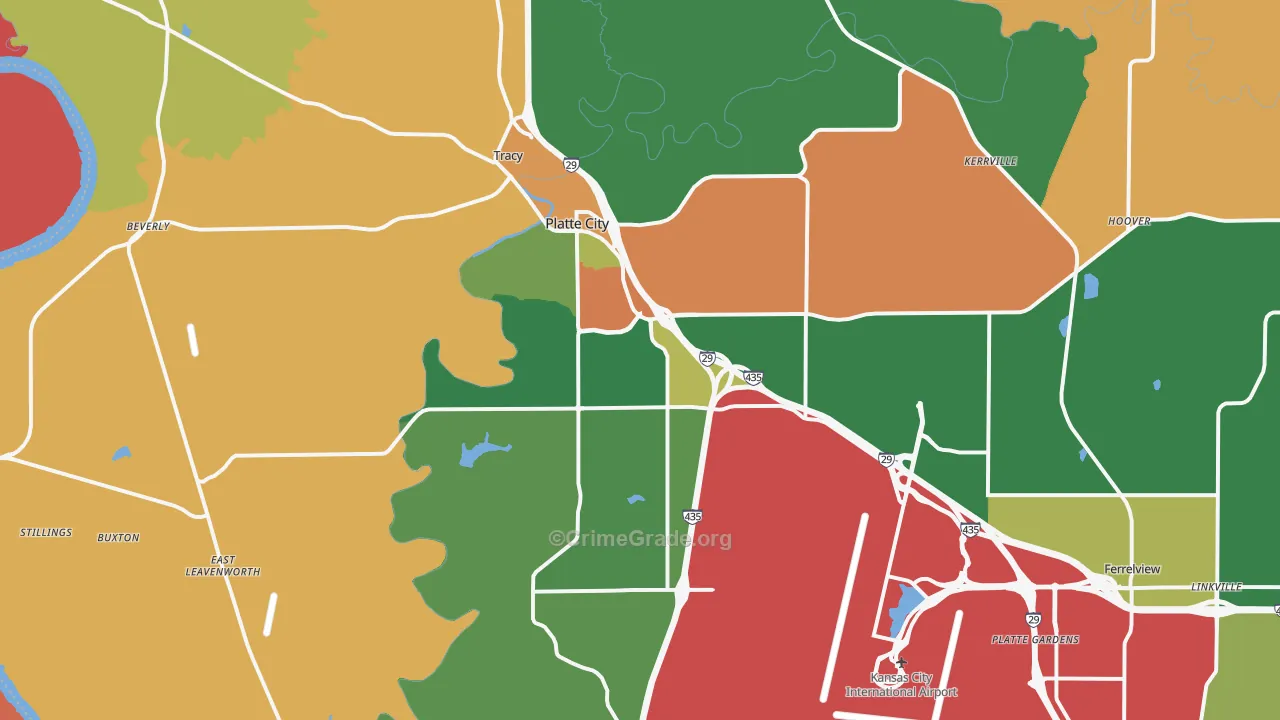 Platte City, MO Map of Vandalism Rates