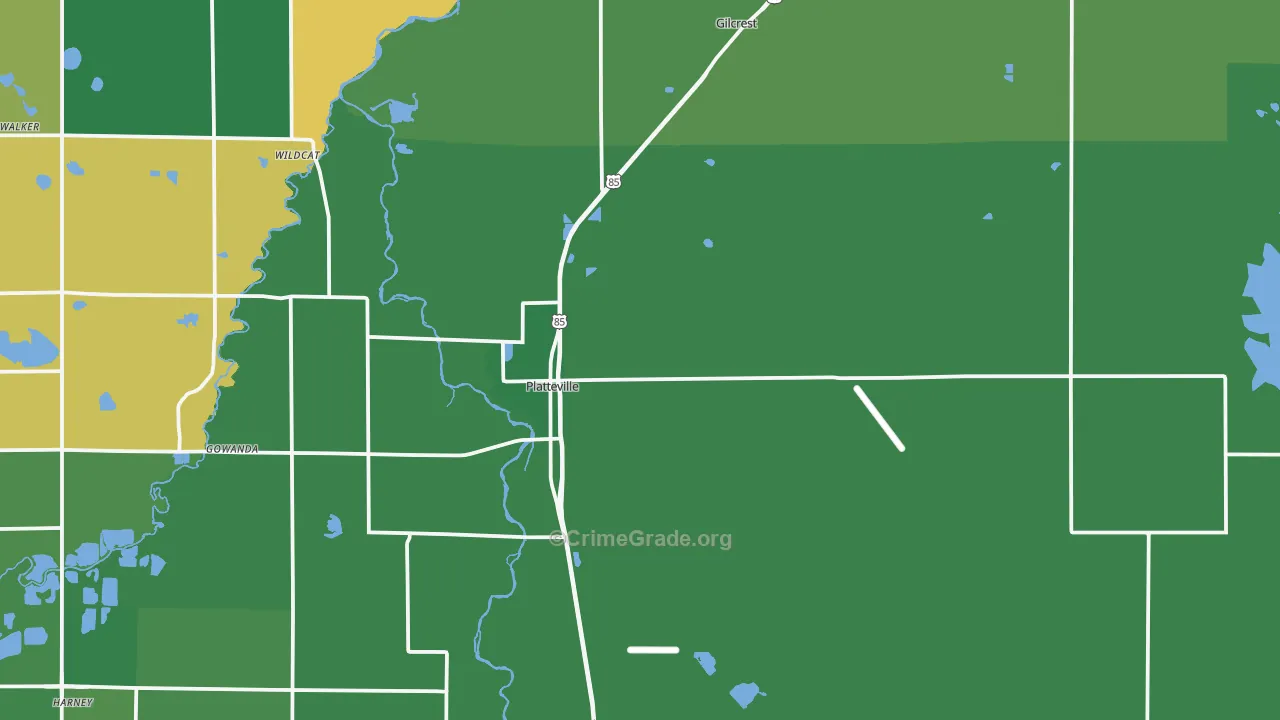 Platteville, CO Map of Vandalism Rates