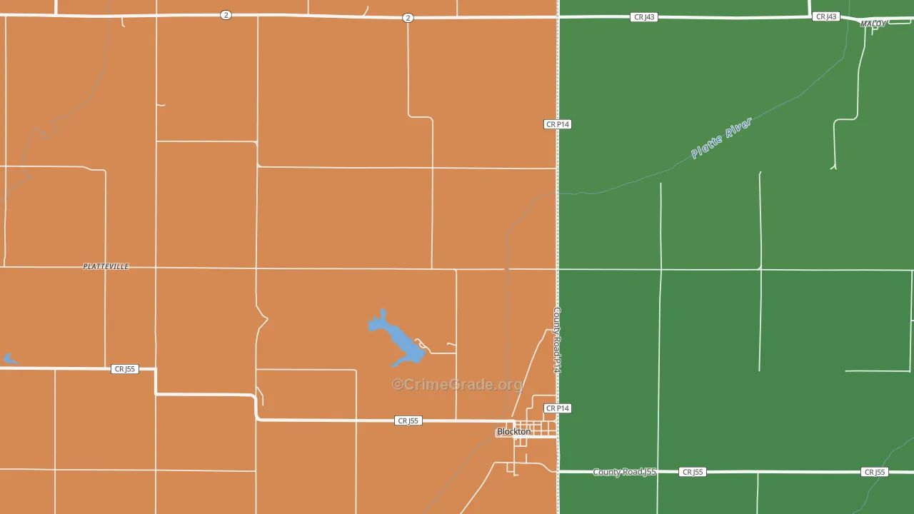 Platteville, IA Map of Vandalism Rates
