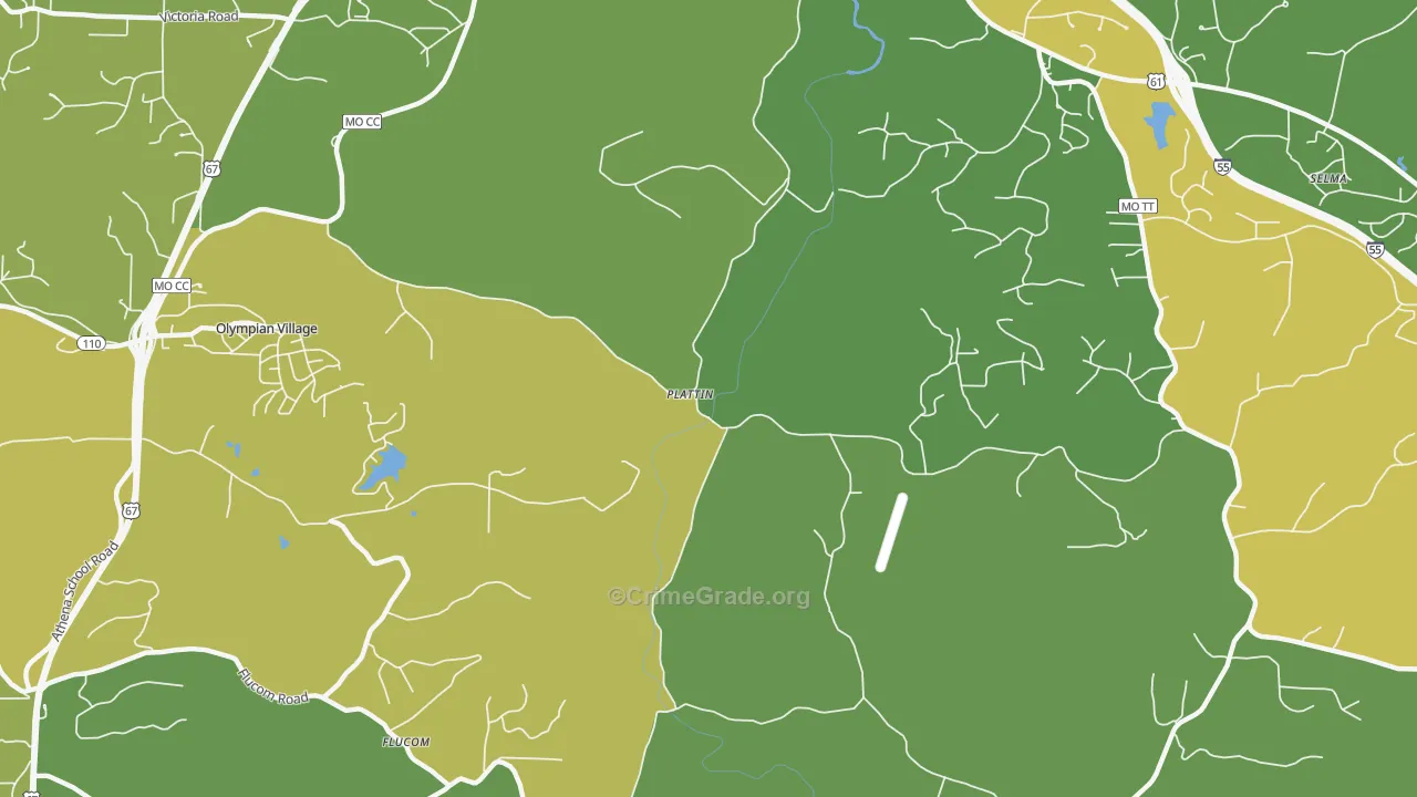 Plattin, MO Map of Vandalism Rates