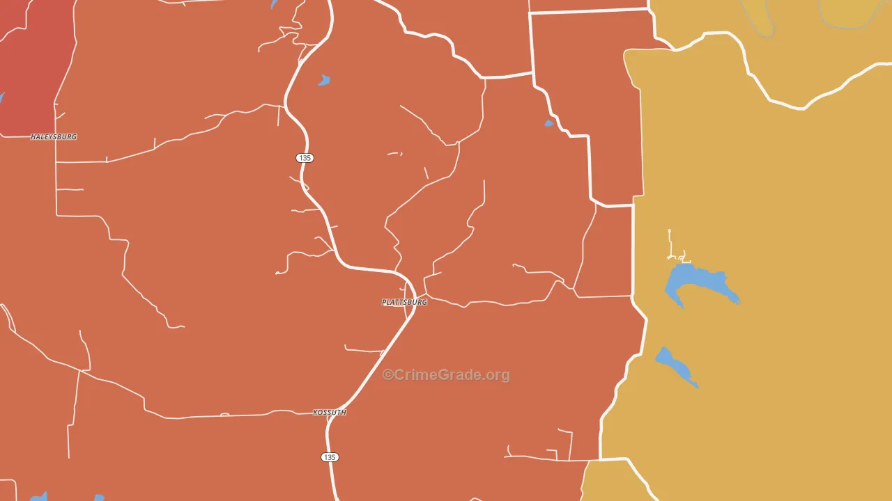 Plattsburg, IN Map of Vandalism Rates