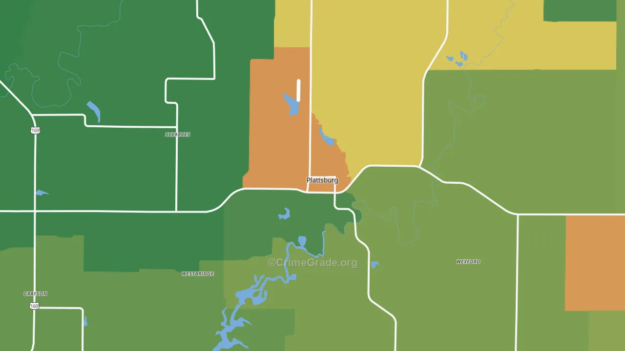 Plattsburg, MO Map of Vandalism Rates
