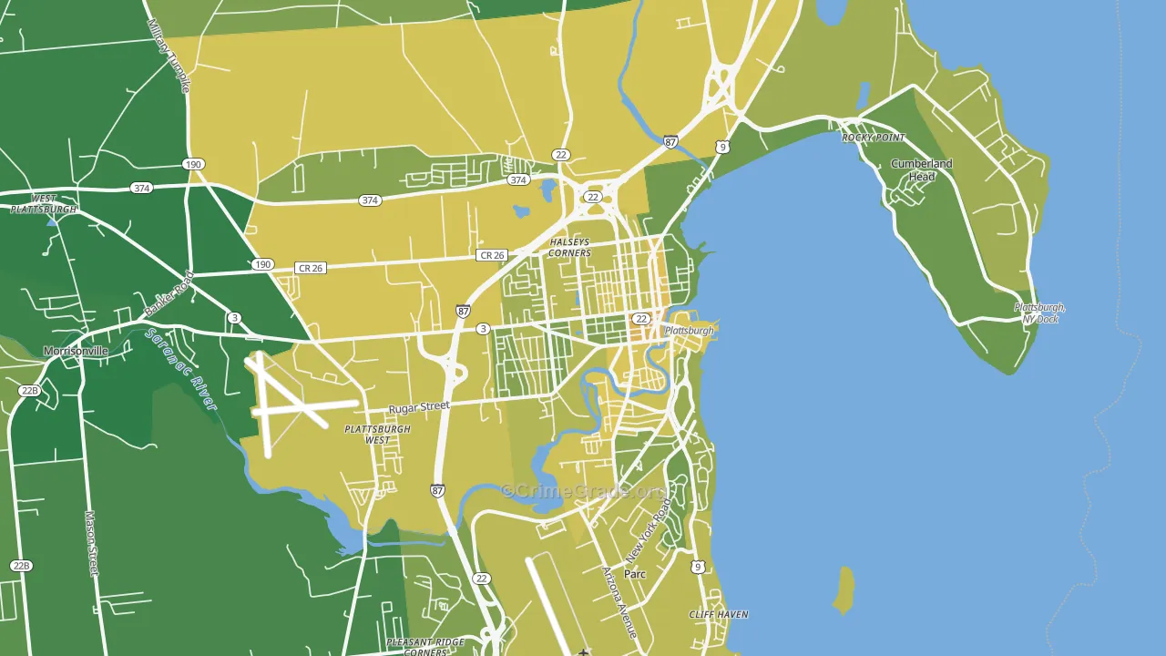 Plattsburgh, NY Map of Vandalism Rates