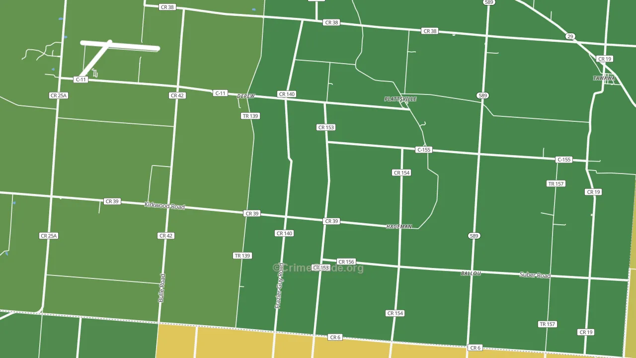 Plattsville, OH Map of Vandalism Rates