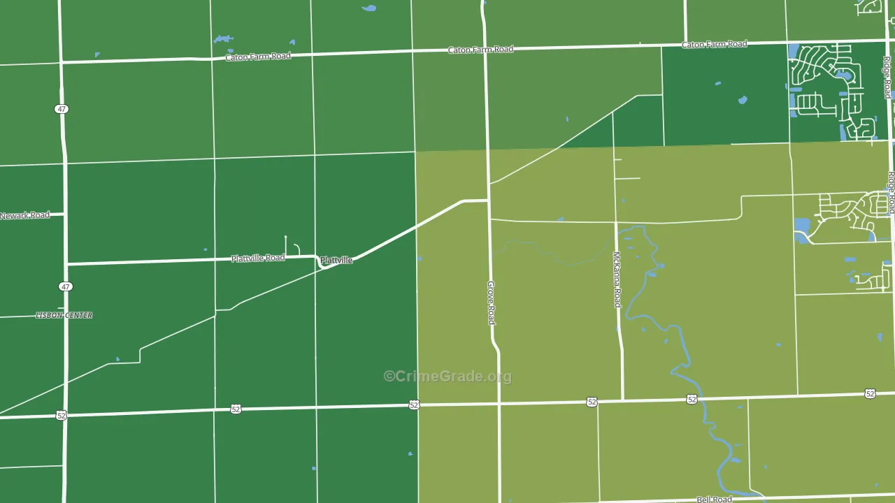 Plattville, IL Map of Vandalism Rates