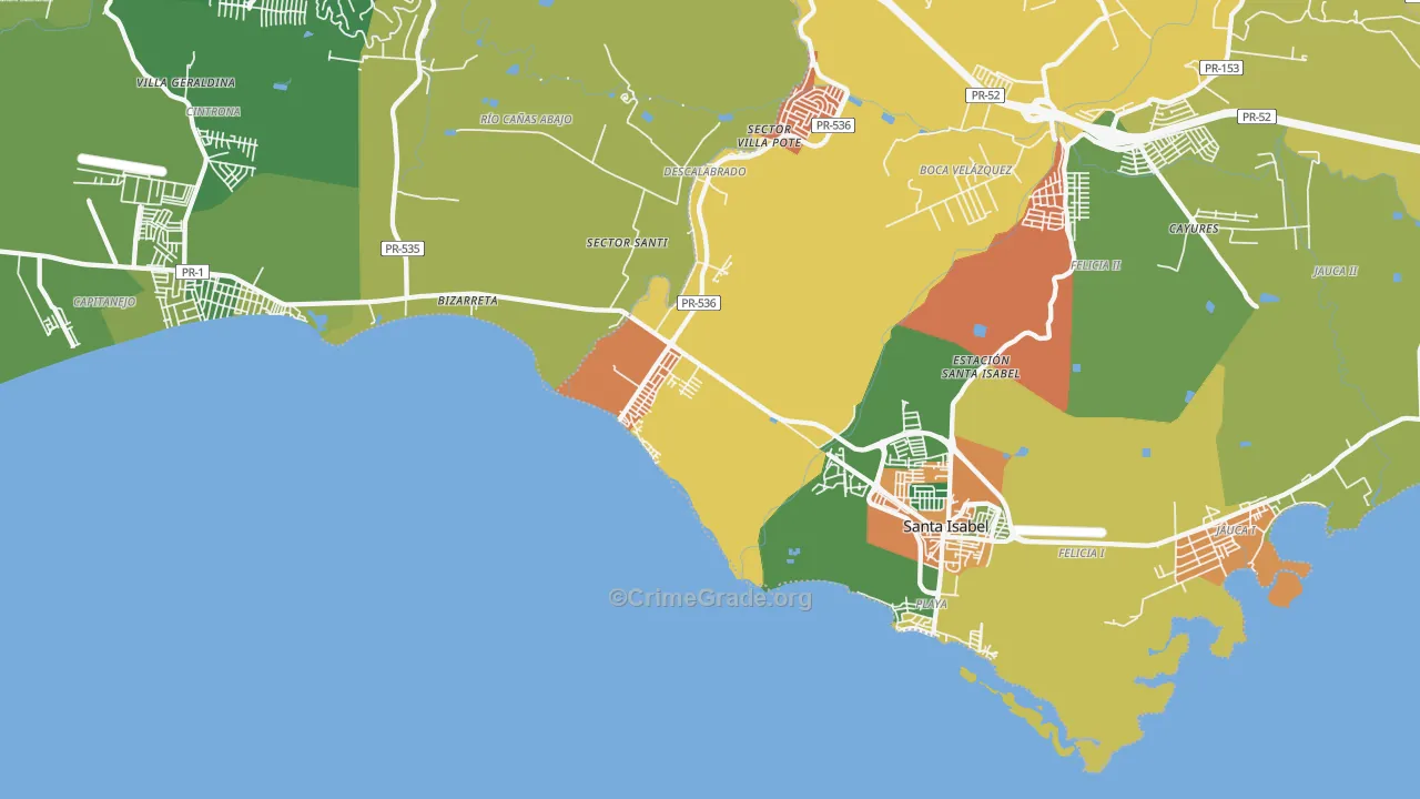 Playa Cortada, PR Map of Vandalism Rates