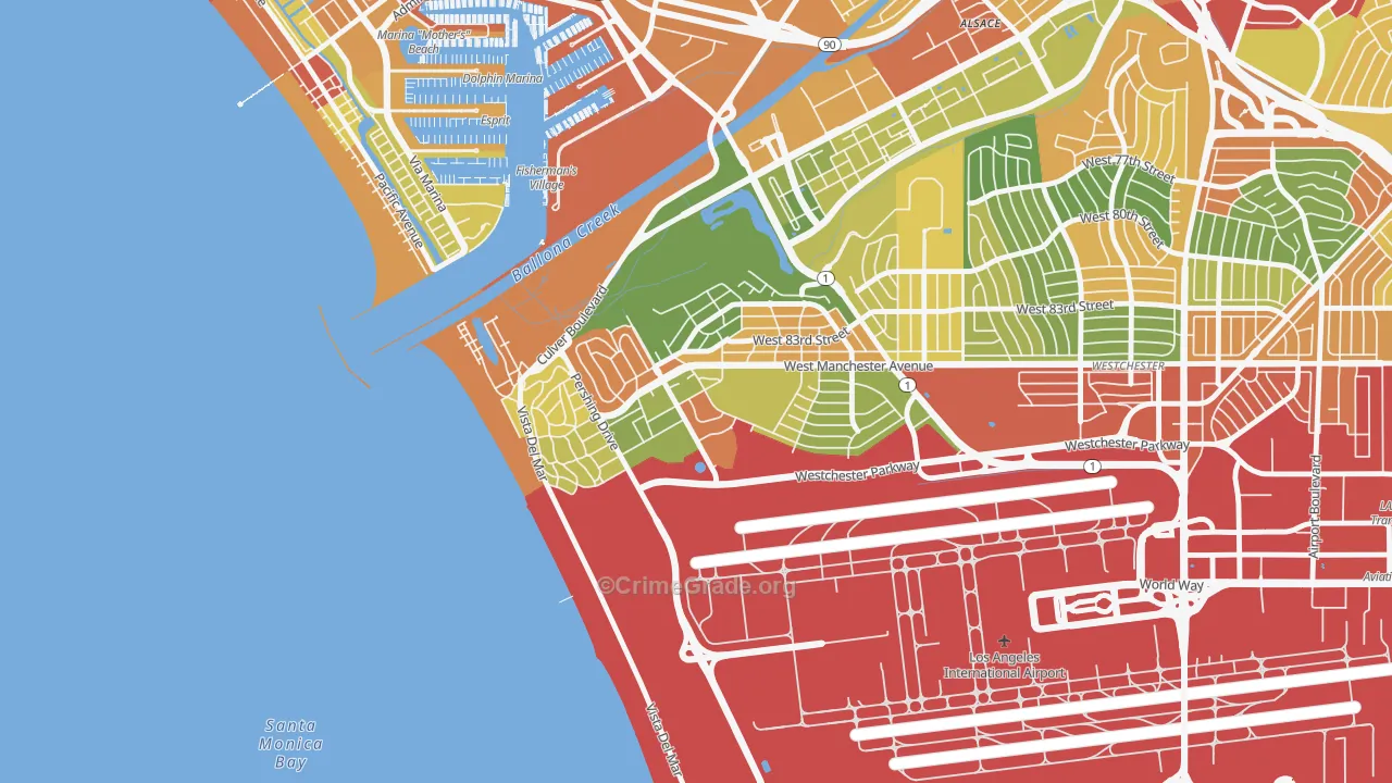 Playa del Ray, Playa Del Rey, CA Map of Vandalism Rates
