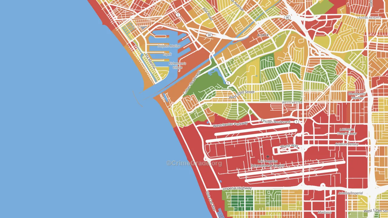 Playa Del Rey, CA Map of Vandalism Rates