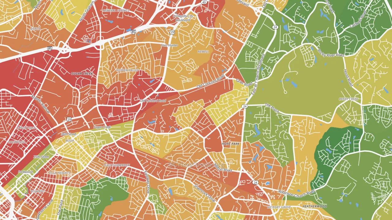 Plaza-Eastway, Charlotte, NC Map of Vandalism Rates