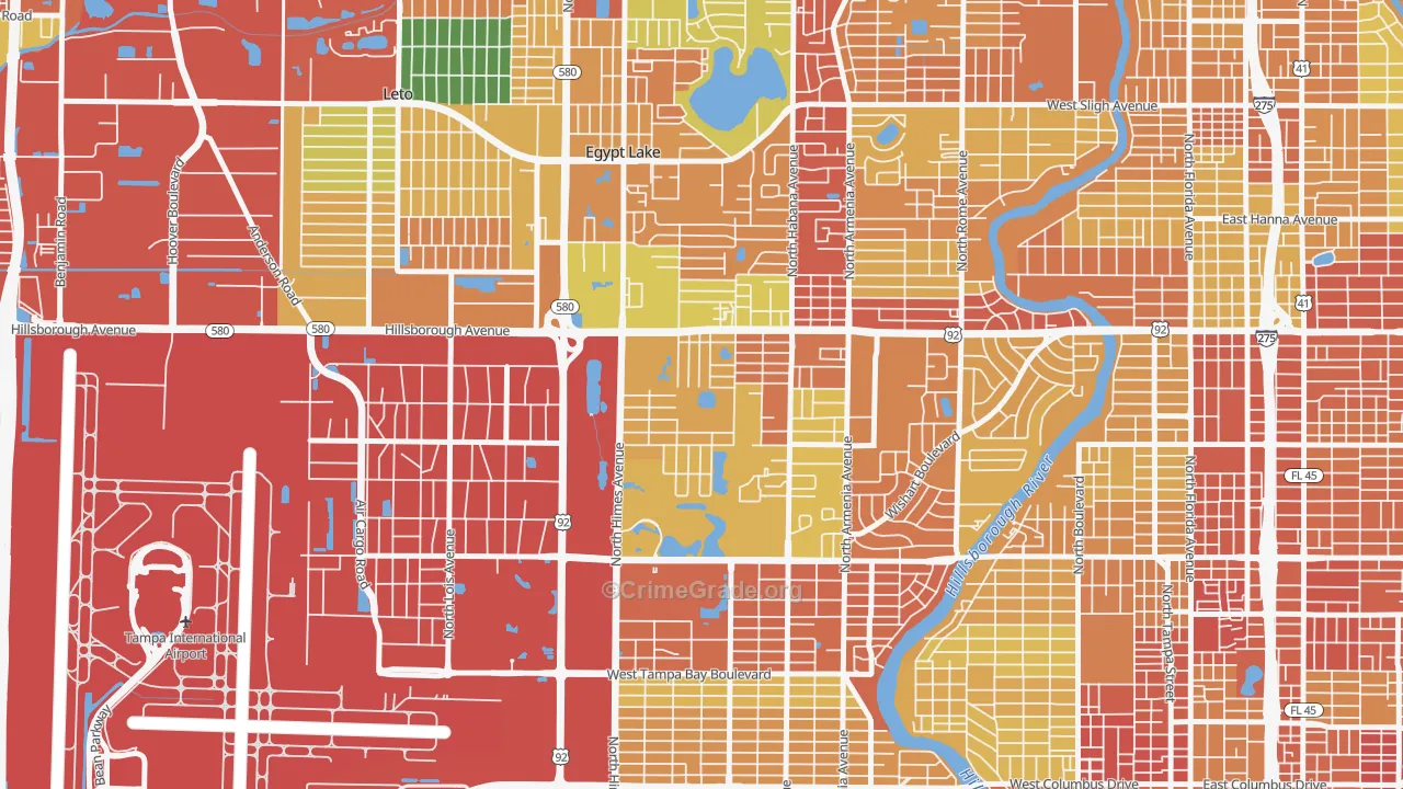 Plaza Terrace, Tampa, FL Map of Vandalism Rates