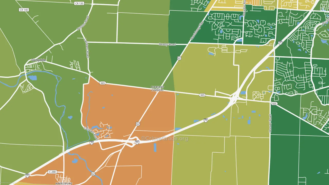 Pleasant Corners, OH Map of Vandalism Rates