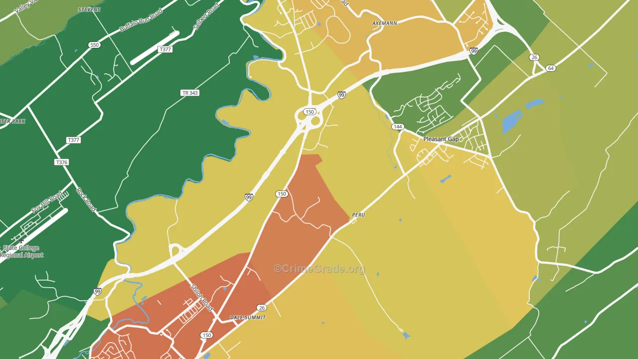 Pleasant Gap, PA Map of Vandalism Rates