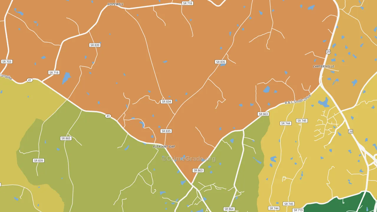 Pleasant Gap, VA Map of Vandalism Rates