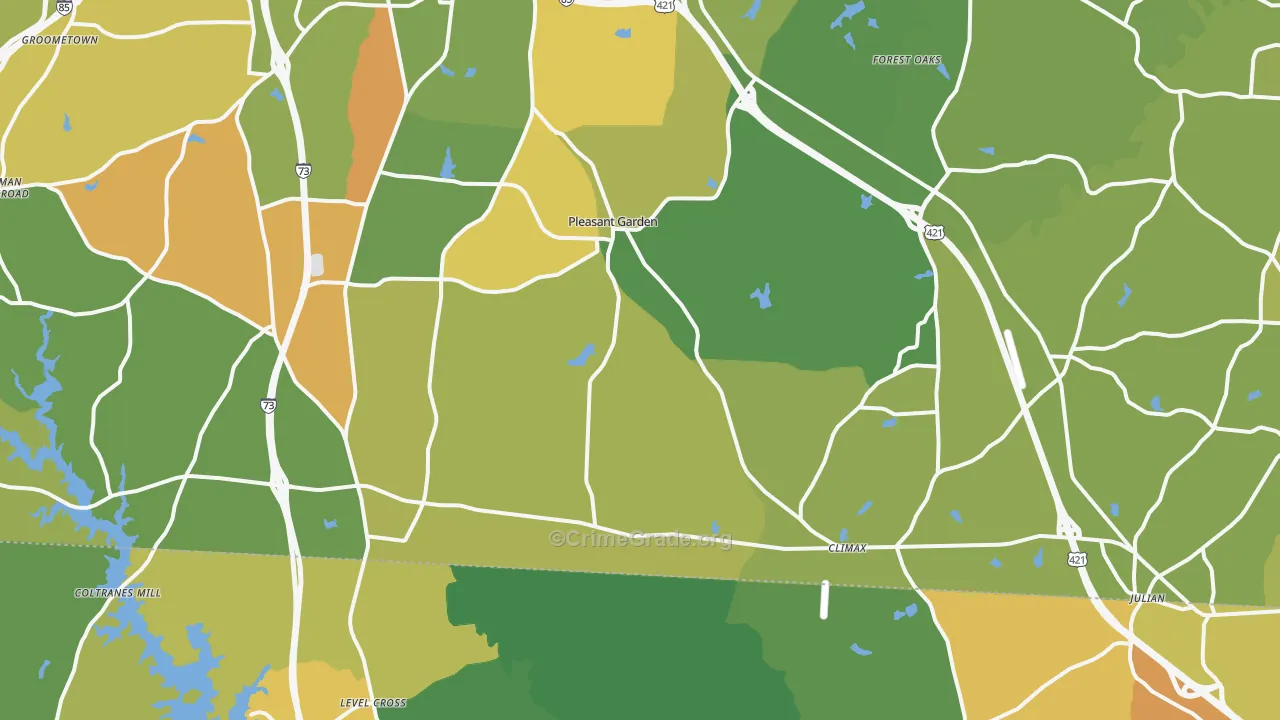 Pleasant Garden, NC Map of Vandalism Rates