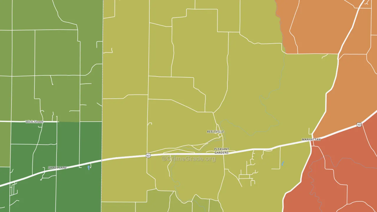 Pleasant Gardens, IN Map of Vandalism Rates