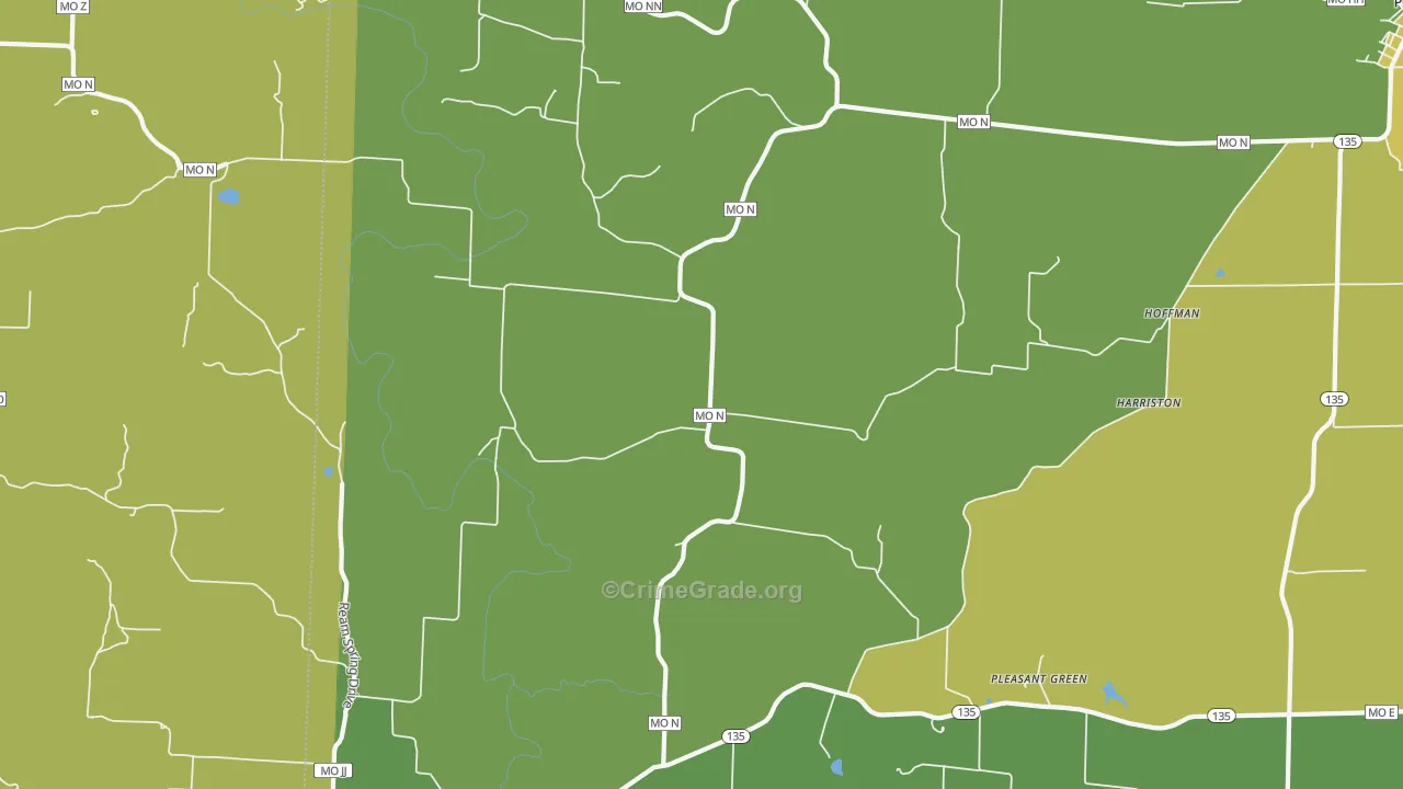 Pleasant Green, MO Map of Vandalism Rates