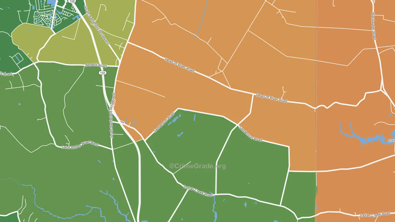 Pleasant Grove East, Chesapeake, VA Map of Vandalism Rates