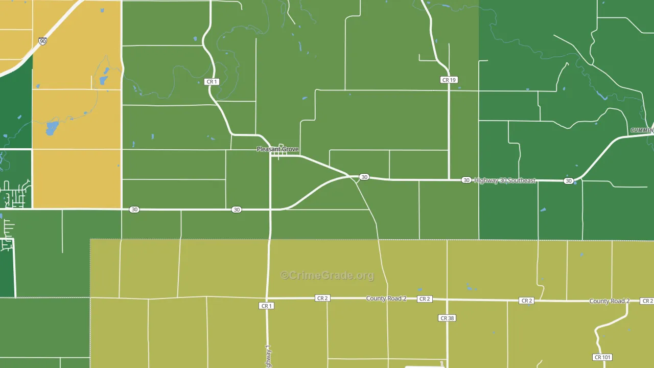 Pleasant Grove, MN Map of Vandalism Rates