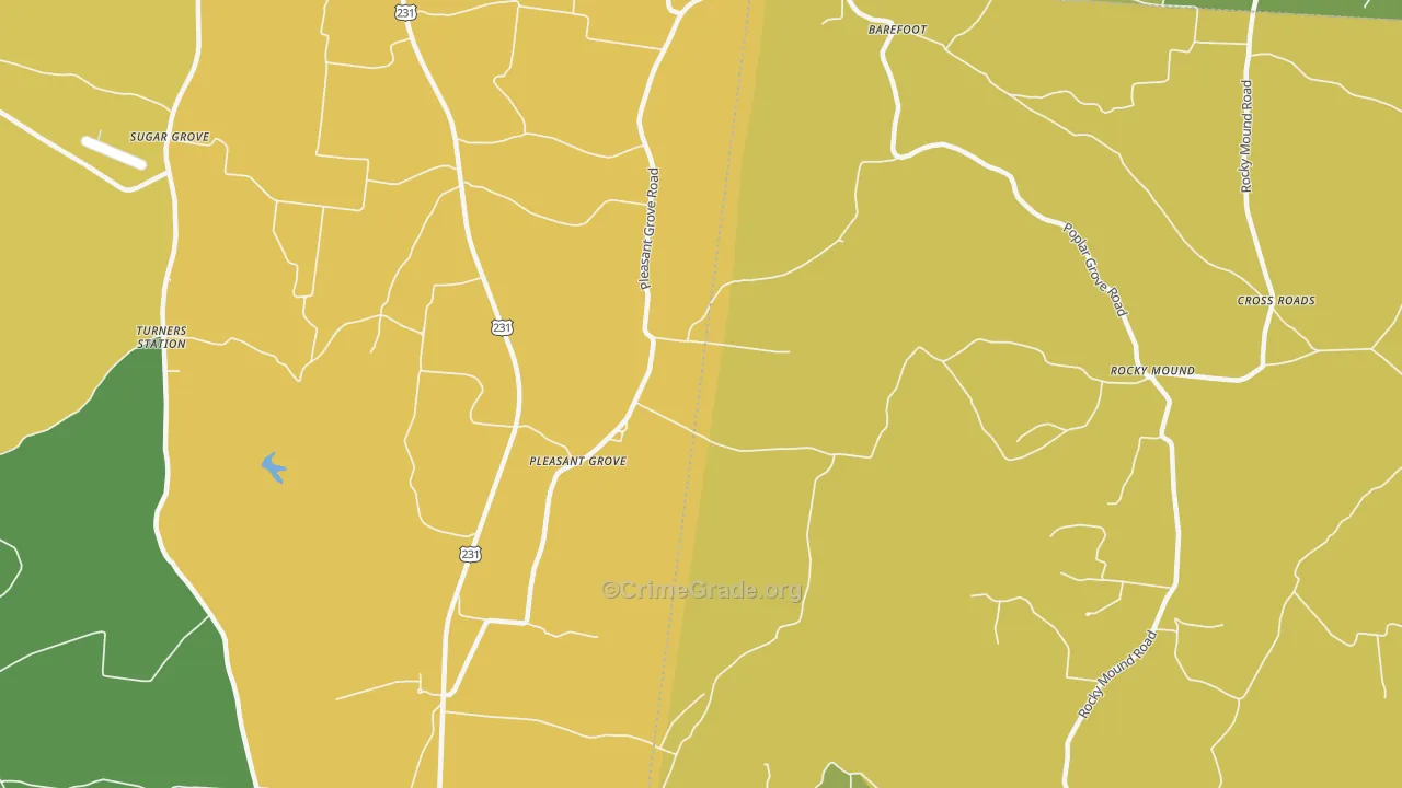 Pleasant Grove, TN Map of Vandalism Rates