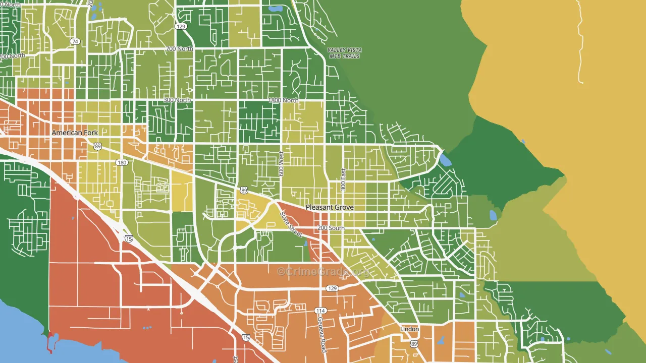 Pleasant Grove, UT Map of Vandalism Rates