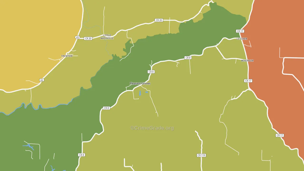 Pleasant Groves, AL Map of Vandalism Rates