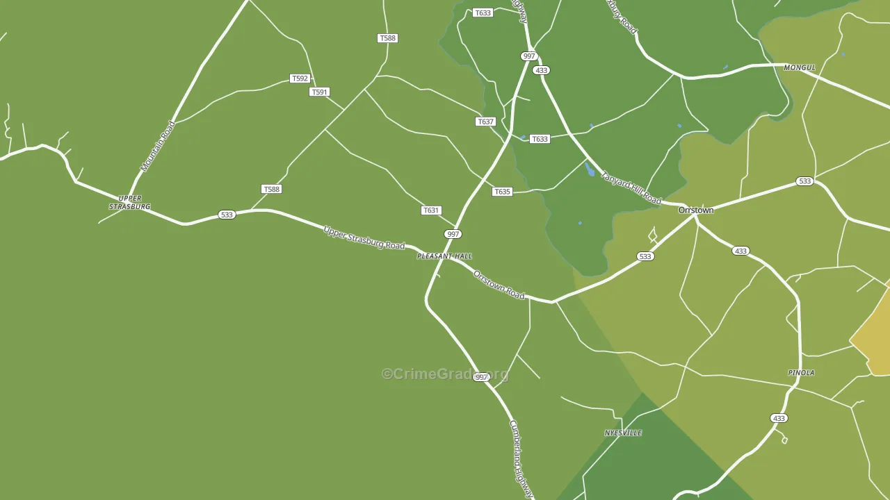 Pleasant Hall, PA Map of Vandalism Rates